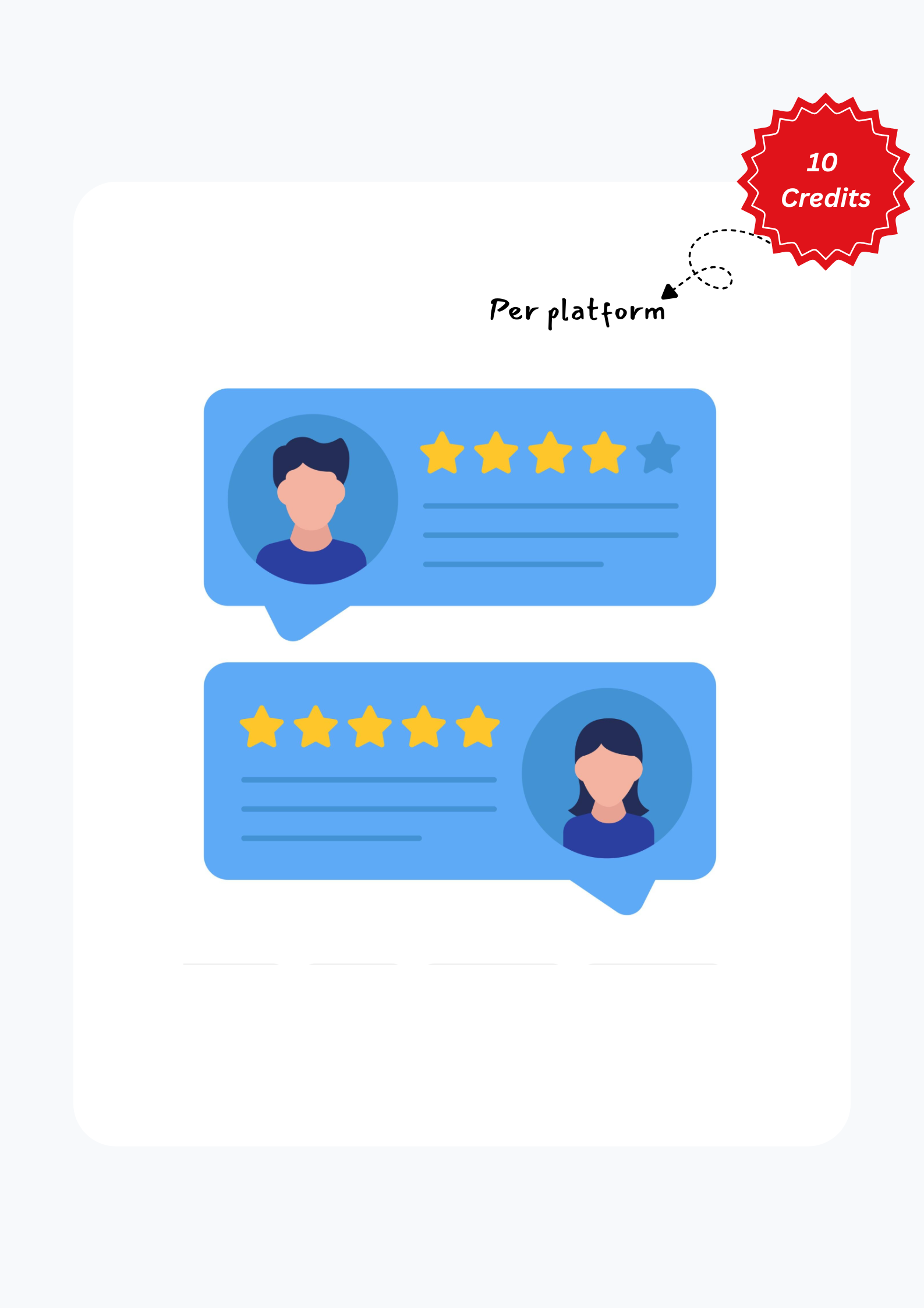 Review about us on ORM platforms and earn 10 credits per platform